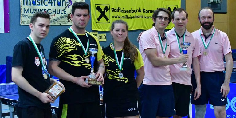 WTTV-Cup 2018 LSV gewinnt den B-Cup v.l.n.r.: Rüdiger Korkisch , Thomas Loidl, Nina Korkisch (Persil) und Philipp Huemer, Luksas Gotthart, Martin Ögg (LSV) | (c) Werner Gschanes